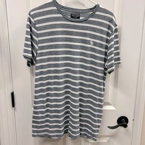 Abercrombie & Fitch White & Charcoal Striped Short Sleeve T-Shirt
